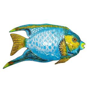 Vintage Blue Enamel Tropical Angel Fish Brooch Silver Plated